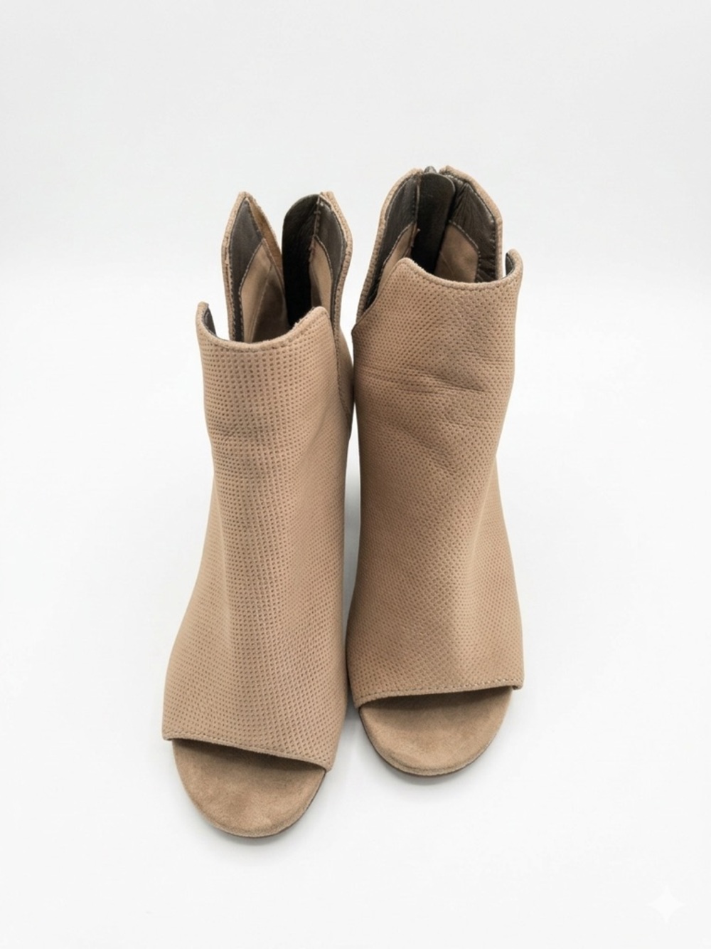 Kenneth Cole Taupe Open-Toe Ankle Booties